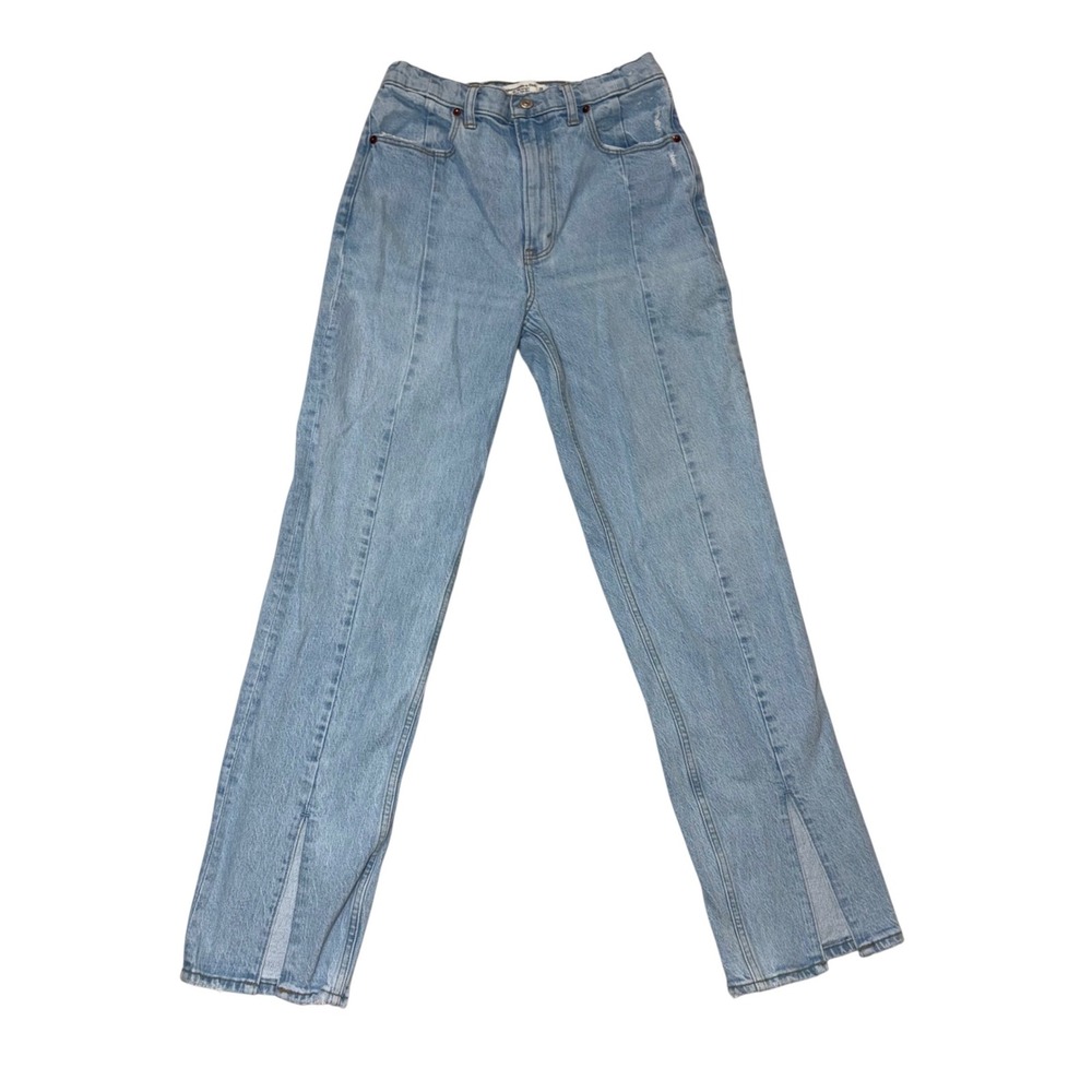 Abercrombie & Fitch Ultra High Rise 90s Straight Front Seam Split Hem Jeans 28/6